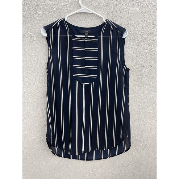 Womens J. Crew Tank Top Size 6 Blue with White Strips - Picture 1 of 12